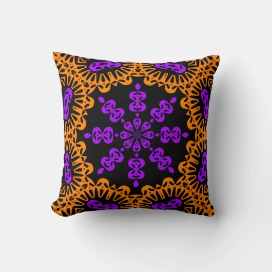 Kaleidoscope violet orange Abstrait oreiller à lan (Recto)