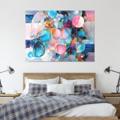 "Kaleidoscopic Cascade" Kleurrijke Abstracte Kunst Canvas Afdruk (Insitu (Slaapkamer))