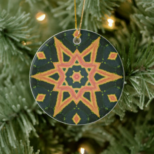 Kaleidoscopisch crotonblad - "ster" keramisch ornament