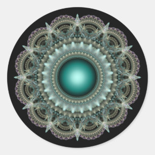 Kaleidoscopisch fractaal ornament ronde sticker