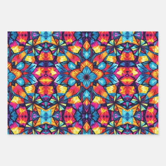 Kaleidoscopisch inpakpapier - kleurrijke patronen (Voorkant)