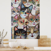 Kaleidoscopisch katachtige ensemble poster (Keuken)