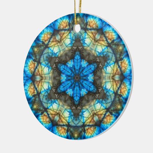 Kaleidoscopisch labradoriet "Glas in lood" Keramisch Ornament (Links)