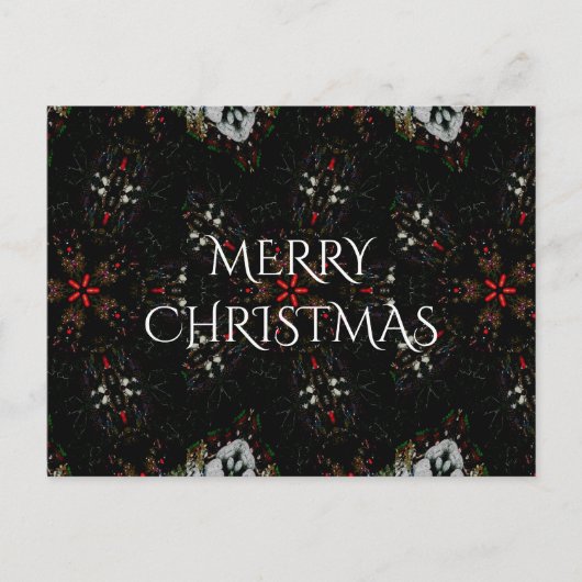 Kaleidoscopisch langwerpig ontwerp rood zwart-wit feestdagenkaart (Voorkant)