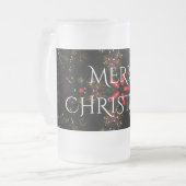 Kaleidoscopisch langwerpig ontwerp rood zwart-wit matglas bierpul (Voorkant links)