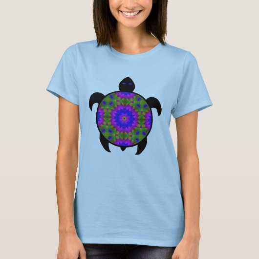 Kaleidoscopisch Mandala Turtle Design T-shirt (Voorkant)