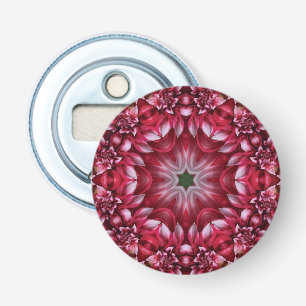 Kaleidoscopische Crimson Dahlia Button Flesopener
