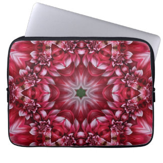 Kaleidoscopische Crimson Dahlia Laptop Sleeve