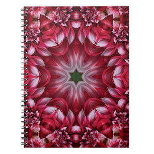 Kaleidoscopische Crimson Dahlia Notitieboek