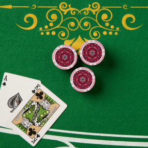 Kaleidoscopische Crimson Dahlia Poker Chips