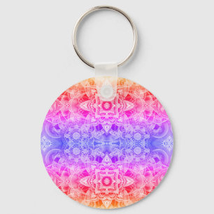 Kaleidoscopische Mandala in Blauw, Geel en Roze Sleutelhanger