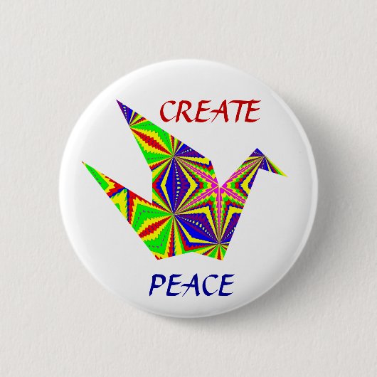 Kaleidoscopische Peace Crane Button (Voorkant)