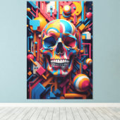 Kaleidoscopische schedel canvas afdruk (Insitu (Houten vloer))