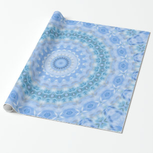 Kaleidoscopische zomercirkel mozaïekdruk blauwe co cadeaupapier
