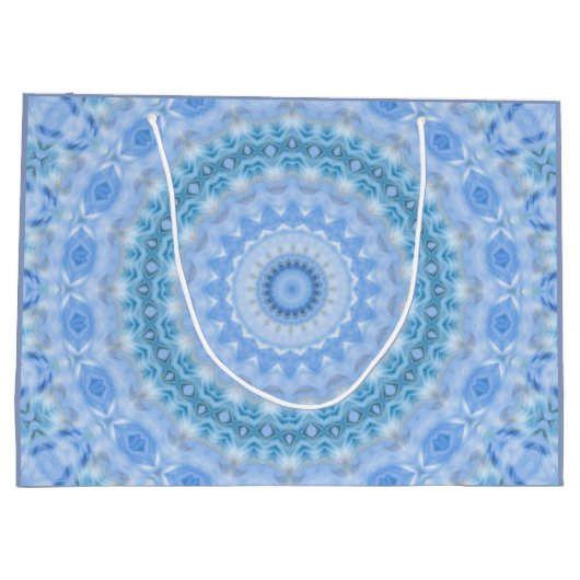 Kaleidoscopische zomercirkel mozaïekdruk blauwe co groot cadeauzakje (Achterkant)