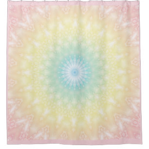 Kaleidoscopische zomercirkel mozaïekdruk pastel co douchegordijn