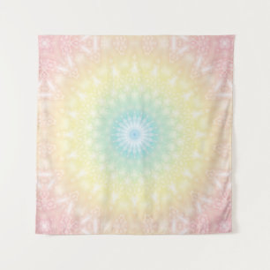 Kaleidoscopische zomercirkel mozaïekdruk pastel co wandkleed