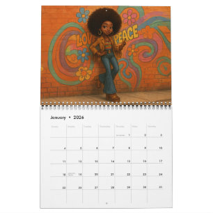 Kalendar met vrouw van gemiddelde Afrikaans-Amerik Kalender