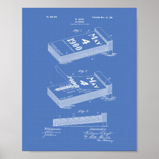 Kalender 1901 octrooi kunst blauwdruk poster