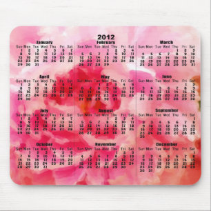 Kalender 2012 - Roze gebarenteerde Peony Mousepad Muismat