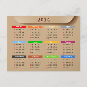 Kalender 2014 met Cool Kraft Paper Style Feestdagenkaart