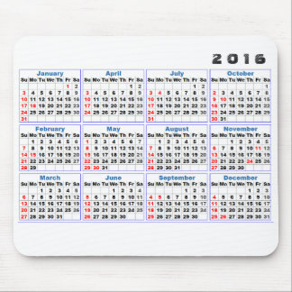 Kalender 2016 Mousepad Simple Turquoise Muismat