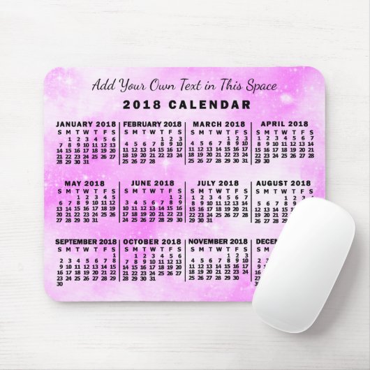 Kalender 2018 (zie beschrijving voor nieuwe versie muismat (Met muis)
