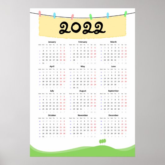 Kalender 2022 Poster - Maandag begint (Voorkant)
