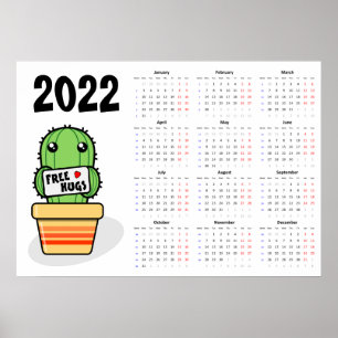 Kalender 2022 Poster - maandag start met gratis kn