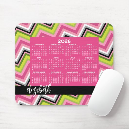 Kalender 2023 - enorm kleurrijk chevron-patroon muismat (Met muis)