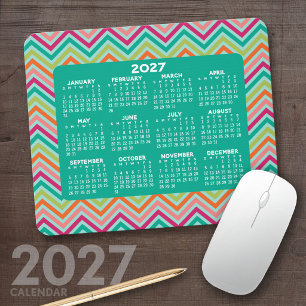 Kalender 2023 - enorm kleurrijk chevron-patroon muismat