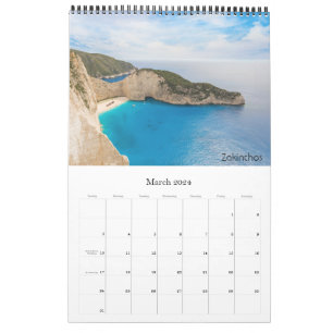 Kalender 2024 jaar met foto van Griekenland Kalend