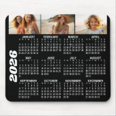 Kalender 2024 met 3 Fotocollage - zwart Muismat (Voorkant)