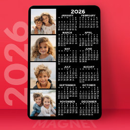 Kalender 2024 met 4 Fotocollage - zwart Magneet