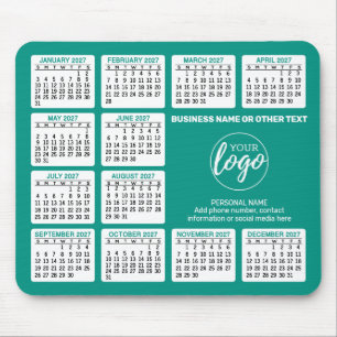 Kalender 2024 met logo, Contactinformatie Blauw Muismat