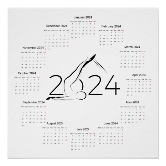 Kalender 2024 voor Pilates instructeur Perfect Poster (Voorkant)