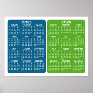 Kalender 2025 2026 - Basic Minimaal 2 jaar Poster
