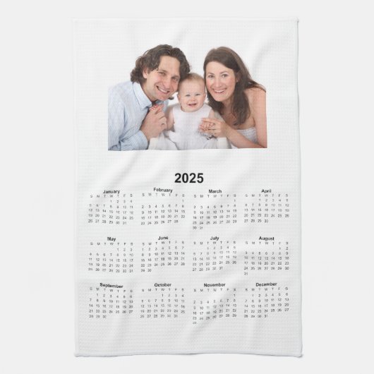 Kalender 2025 met aangepaste foto theedoek (Verticaal)