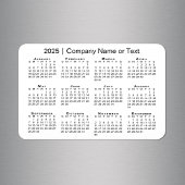 Kalender 2025 met aangepaste tekst wit magneet