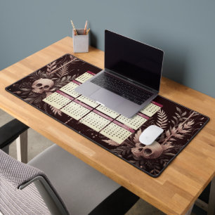 Kalender 2025 met bloemen en schedels bureaumat