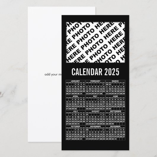 Kalender 2025 Voeg 1 horizontale fotokaart toe zwa (Voorkant / Achterkant)