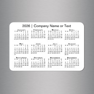 Kalender 2026 met aangepaste tekst wit magneet