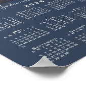 Kalender 2026 met uw foto en naam Navy Blue Poster (Hoek)
