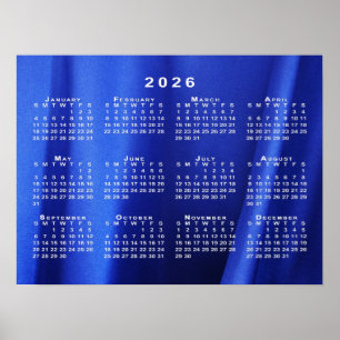 Kalender 2026 op Blauw Abstract Fotosjabloon Poster