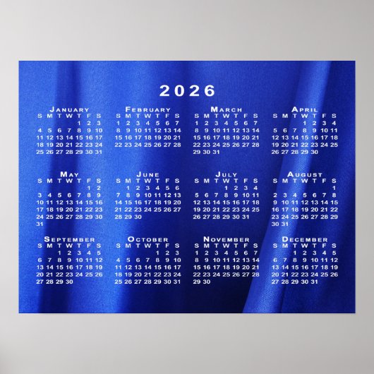 Kalender 2026 op Blauw Abstract Fotosjabloon Poster (Voorkant)