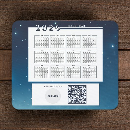 Kalender 2026 Voeg Logo QR-code toe Muismat