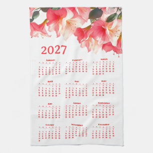 Kalender 2027 met bloemen theedoek