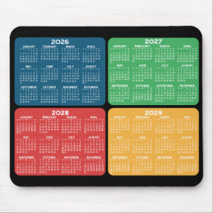 Kalender 4 jaar primaire kleuren muismat