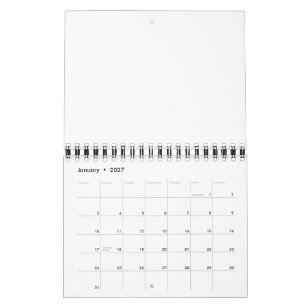 Kalender 5,5" x 7" Twee pagina's Kleine Zwarte