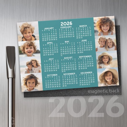 Kalender - 8 foto's Basic Blauw Wit Magneet